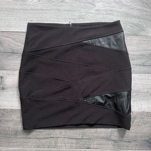 Black pleather detailed skirt